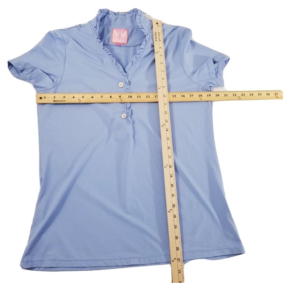 Missy Maude Blue Ruffle Neck Short Sleeve Top Women Size XL Style 1508 - Picture 6 of 14